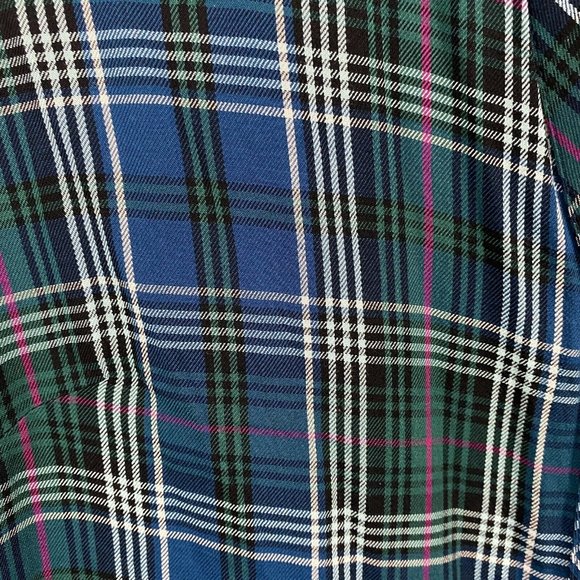 J Jill Cute Plaid Shirt Split Vneck-banded collar Long sleeve asymmetric hem - Picture 4 of 10